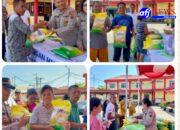 Polres Pelabuhan Belawan Bagikan Bendera Merah Putih untuk Semarakkan Bulan Kemerdekaan