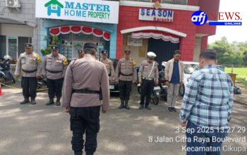 Polsek Cikupa Gelar Apel Pengamanan Keberangkatan DPC KSPSI AGN ke Mabes Polri