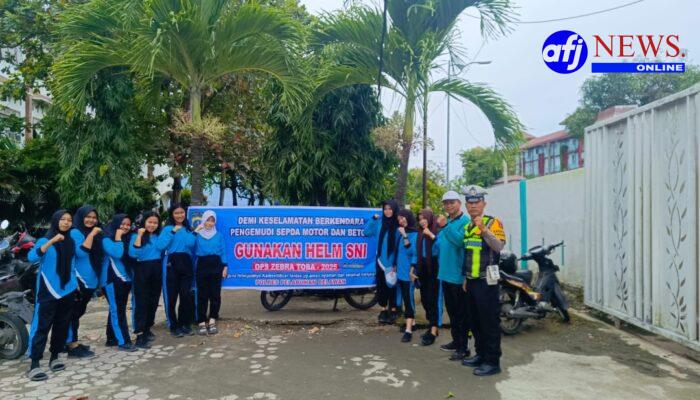 Sat Lantas Polres Pelabuhan Belawan Sosialisasikan Ops Zebra Toba 2025 kepada Siswa Yayasan Sinar Husni