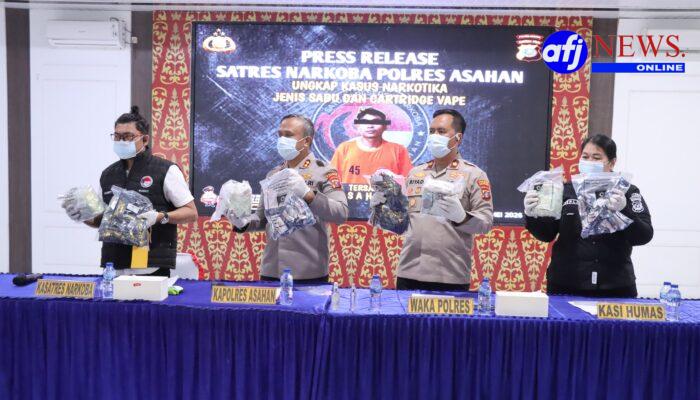Sat Narkoba Polres Asahan Gagalkan Peredaran 10 Kg Sabu dan 1.500 Vape Diduga Mengandung Etomidate