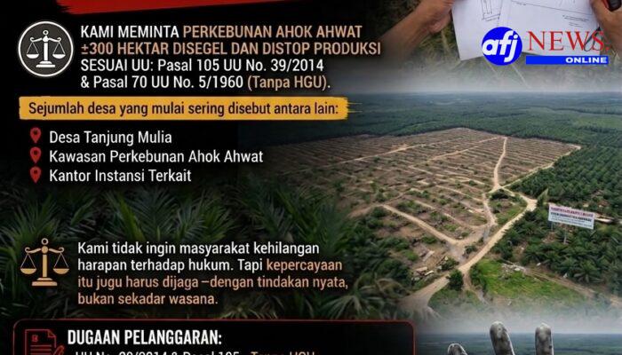 Diduga Tak Kantongi HGU, Gerakan Pemuda Desa Tanjung Mulia Gelar Aksi Besok Tuntut Perkebunan Ahok Ahwat Segera Distop dan Disegel
