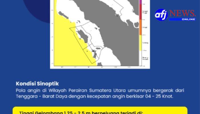 BMKG Medan Minta Nelayan Waspada Gelombang Tinggi Hingga 2,5 Meter di Perairan Sumut