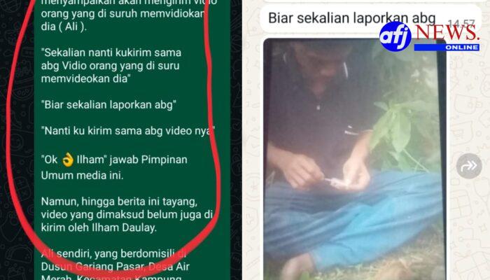 Pasca Penayangan Video Oknum Pengedar Narkoba, Pejabat KPAID Labusel Ilham Daulay Mendadak Hubungi Pimpinan Umum AFJNews.Online.